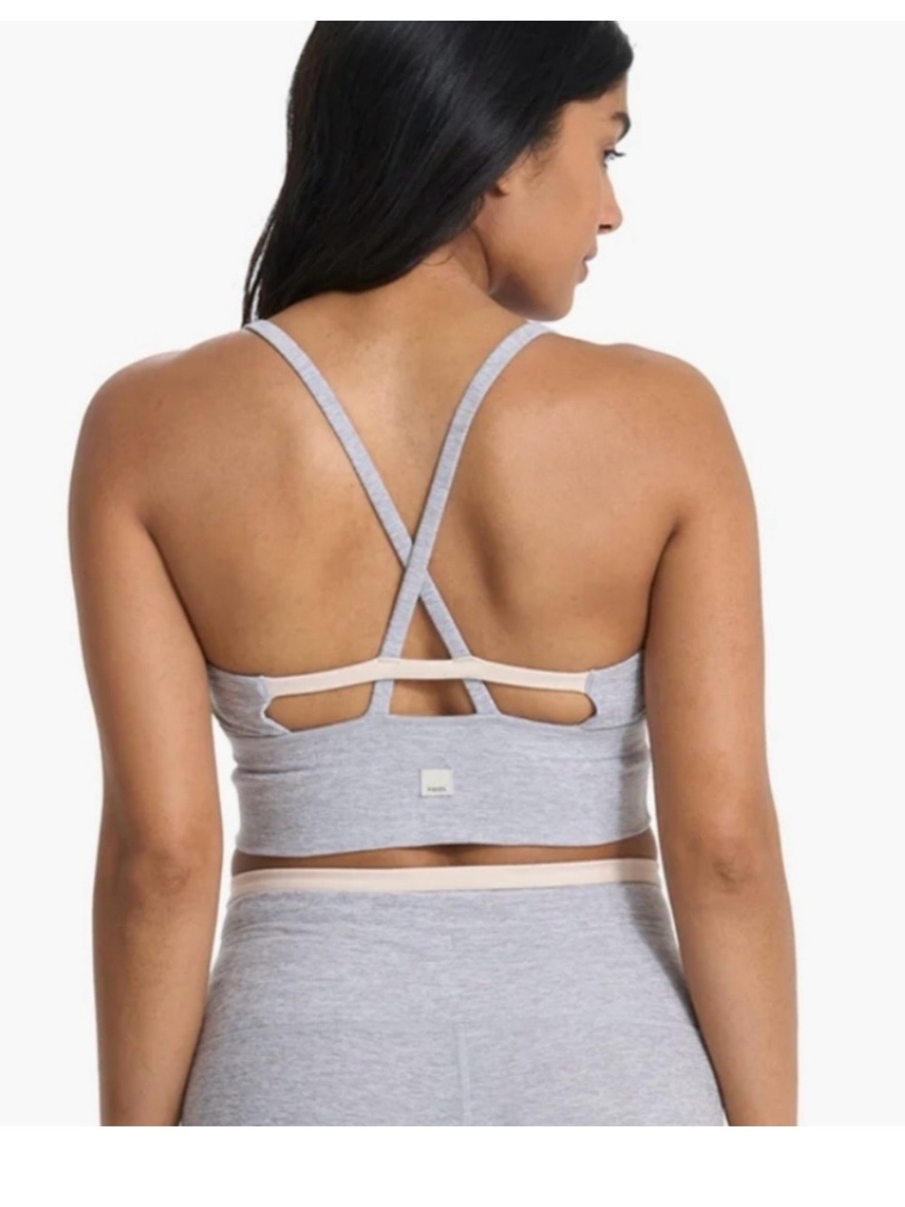 Vuori Light Gray Strappy Sports Bra w contrasting trim medium - Picture 3 of 7